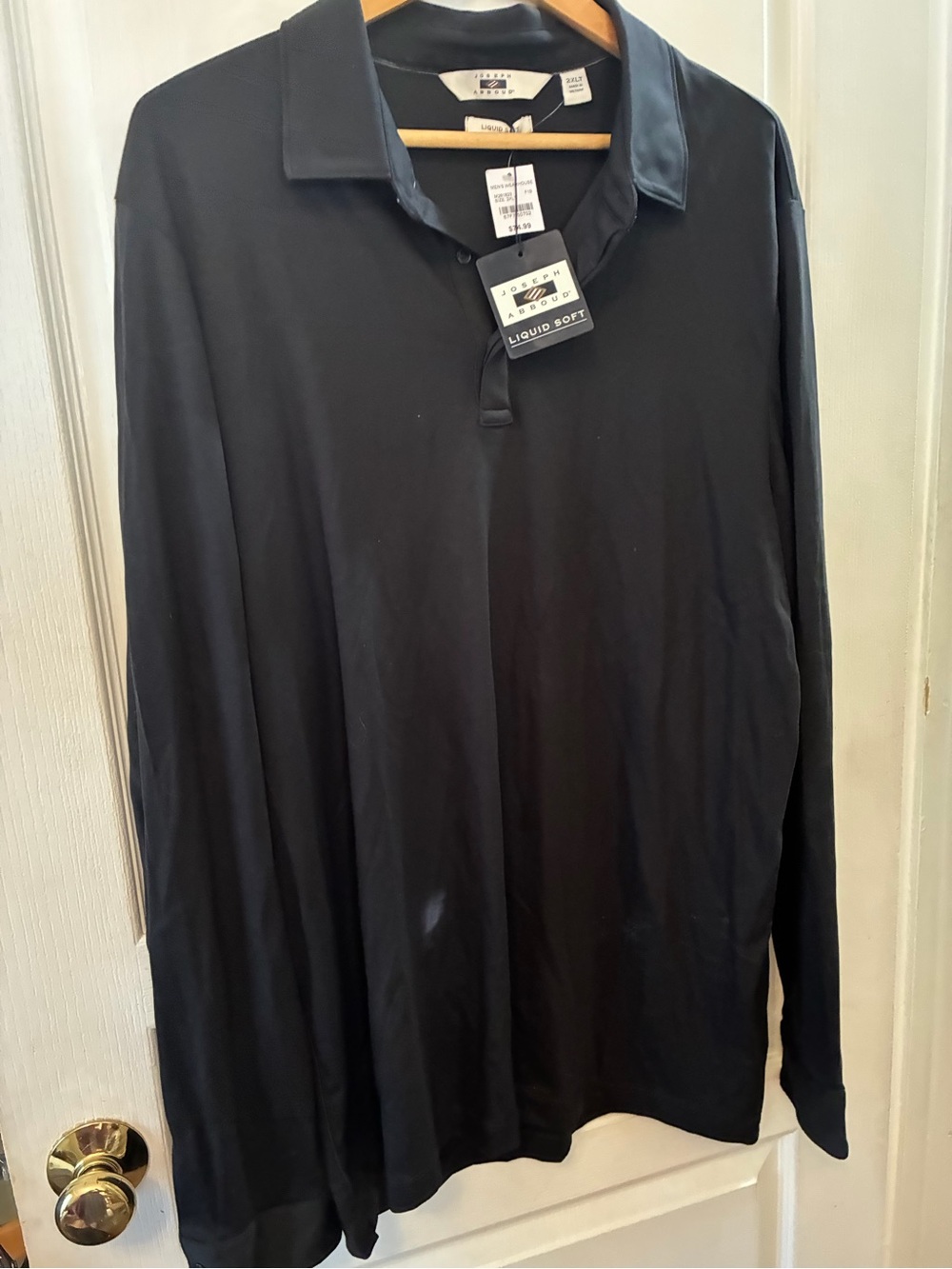 Joseph Abboud Black Long Sleeve Liquid Soft Polo